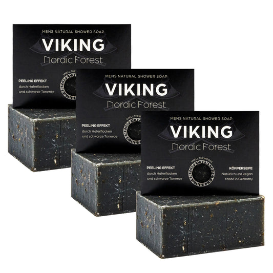 3er-Bundle Viking Nordic Forest Männer-Peeling Seife